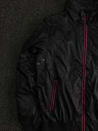 Black Lightweight Windbreaker Jacket with Pink Contrast Zippers