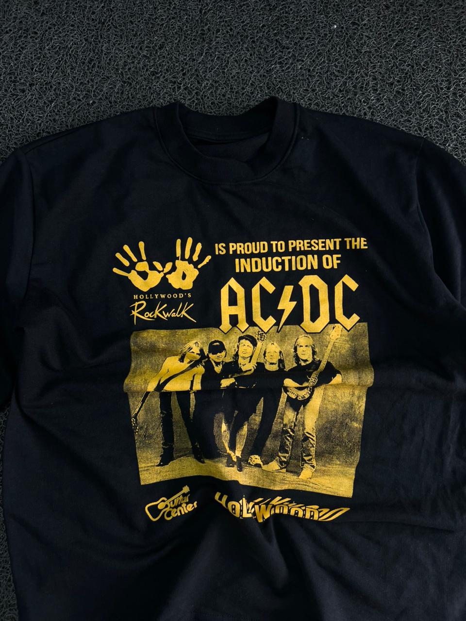 AC/DC RockWalk Induction Graphic Black Oversized Cotton T-Shirt