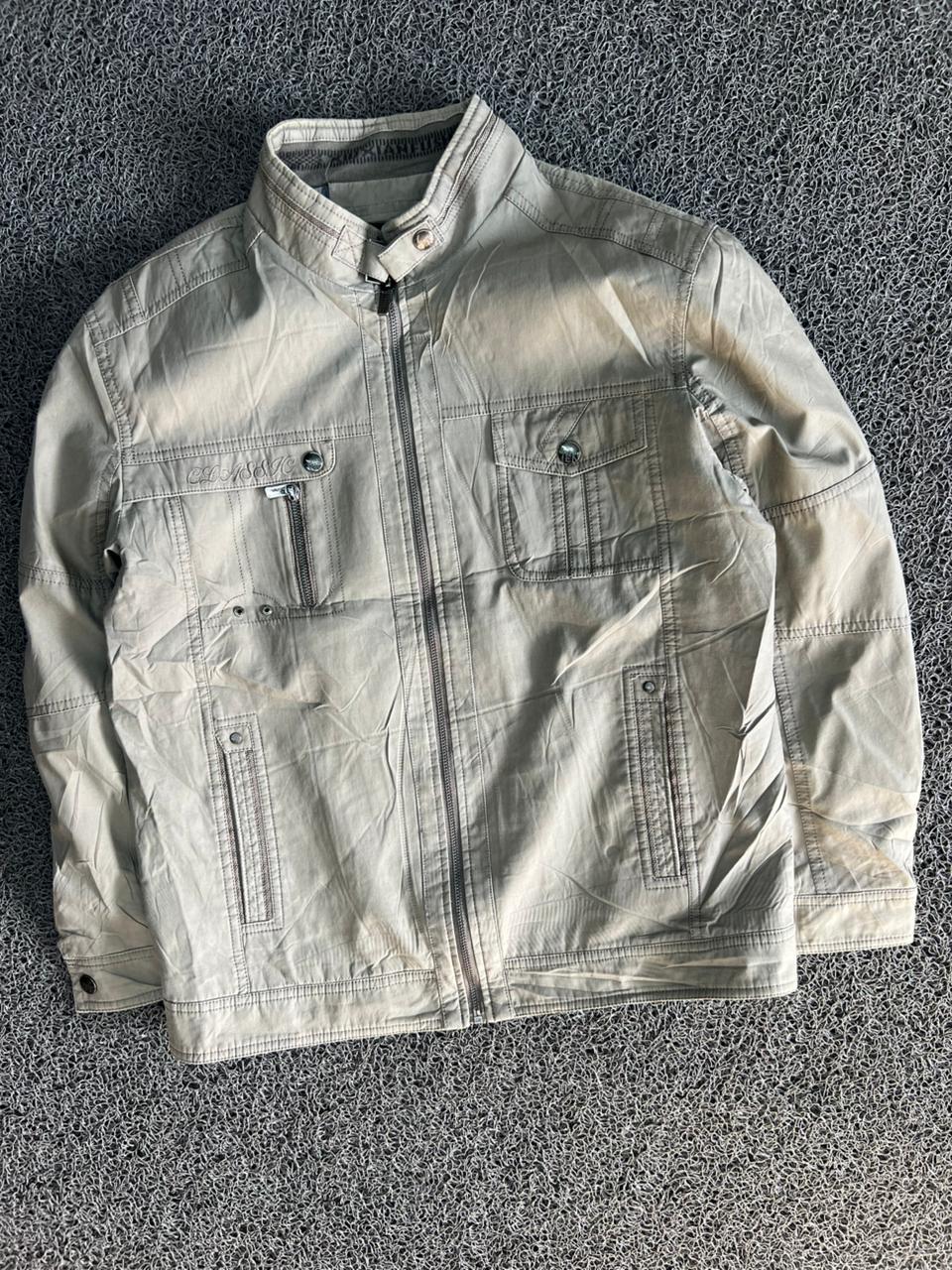 Men's Casual Utility Zip-Up Jacket with Stand Collar