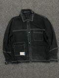 Black Contrast Stitch Utility Jacket – 2 Button Damage – Vintage Workwear Style