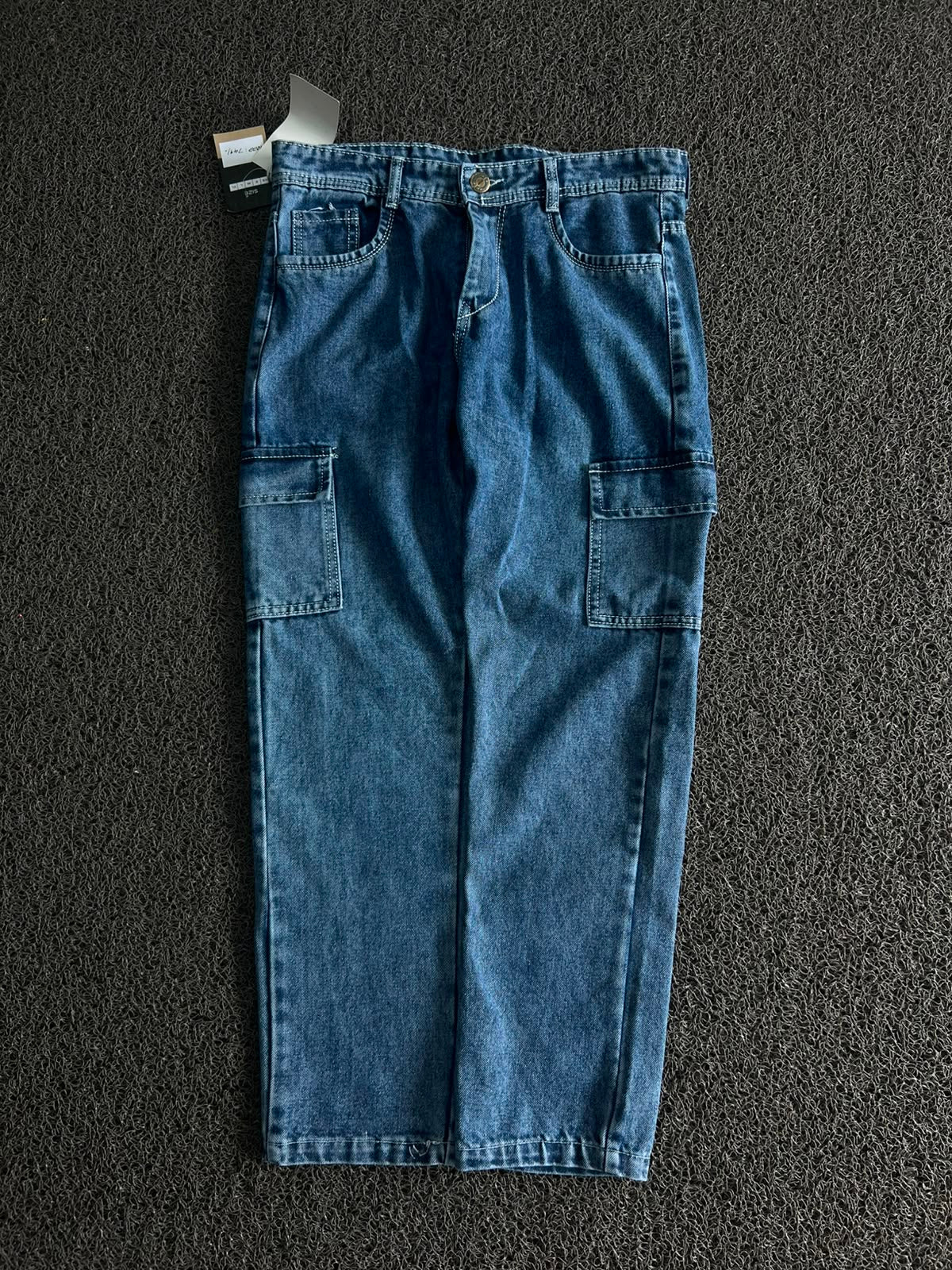 Armani Exchange Men's Loose Fit Denim Cargo Pants - Medium Wash
