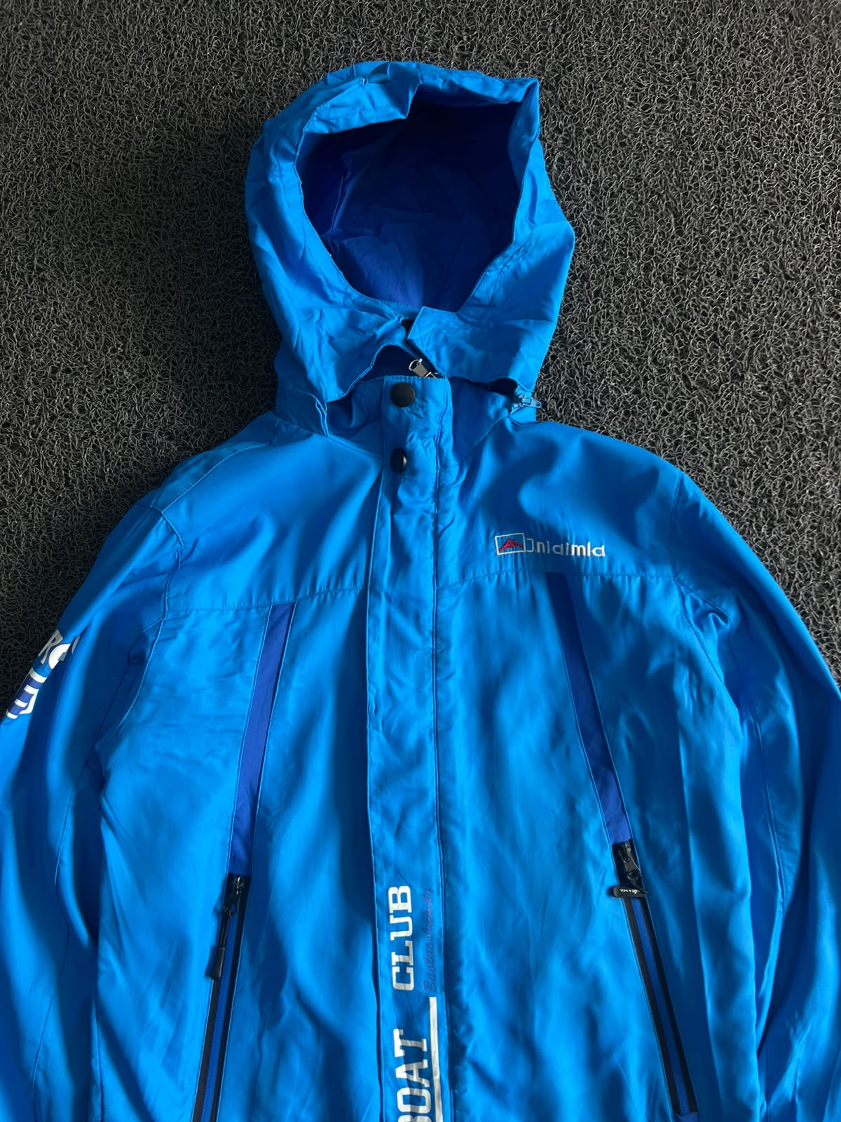 Blue Hooded Boat Club Outdoor Jacket – Waterproof Full-Zip Windbreaker