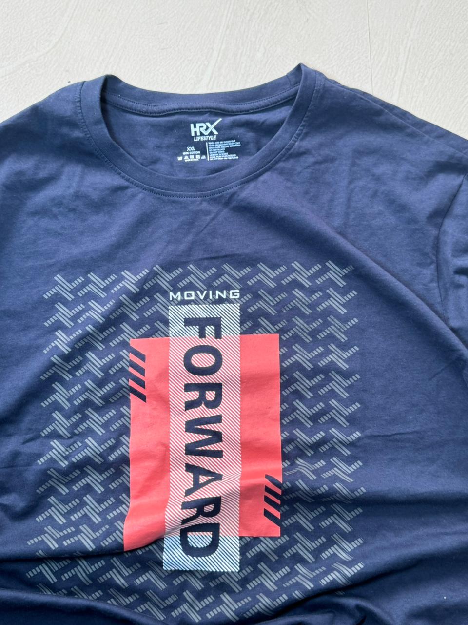 Navy Blue "Moving Forward" Graphic Crew Neck Tee