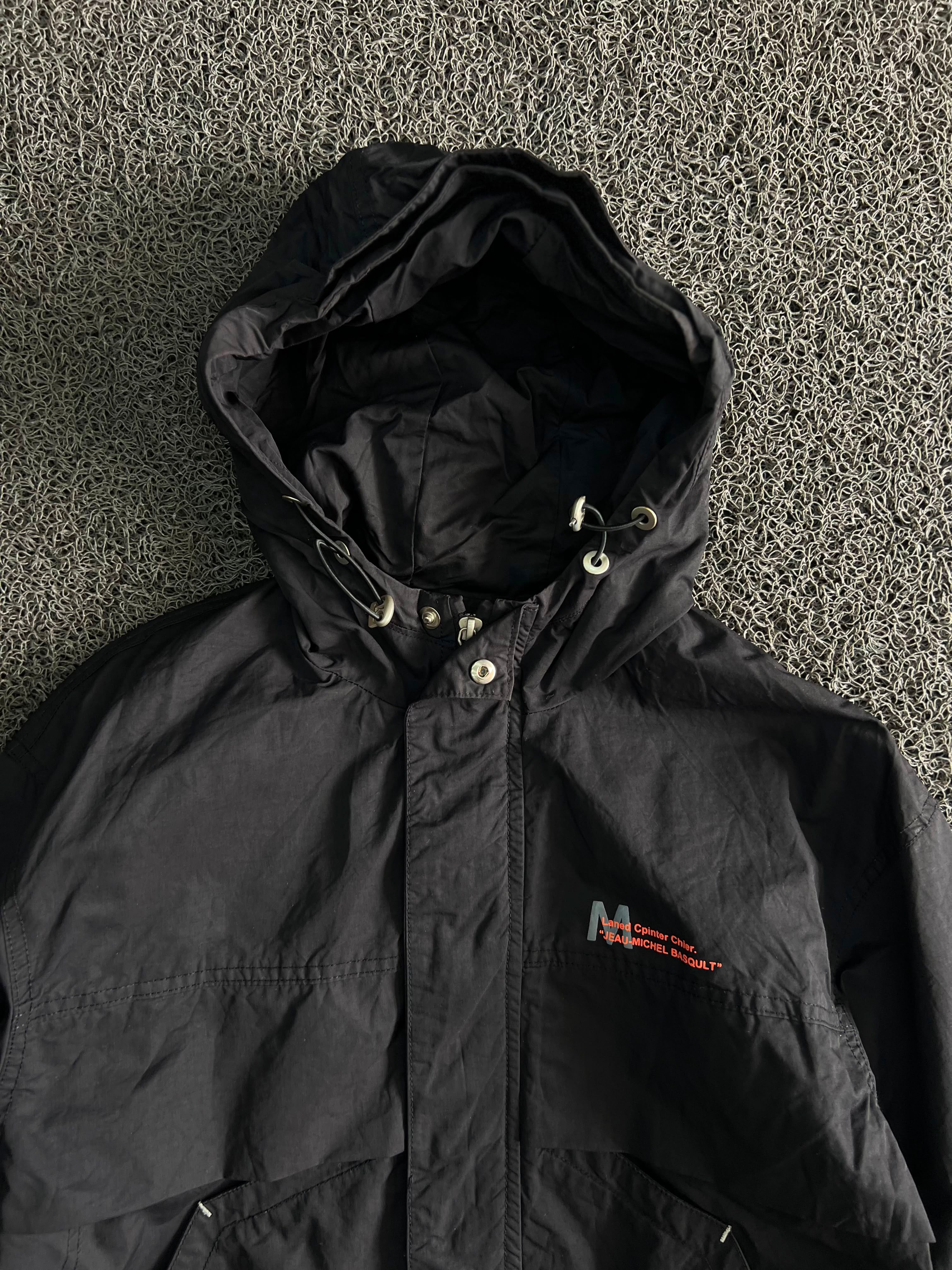 Black Hooded Outdoor Windbreaker Jacket – Lightweight Utility Zip-Up