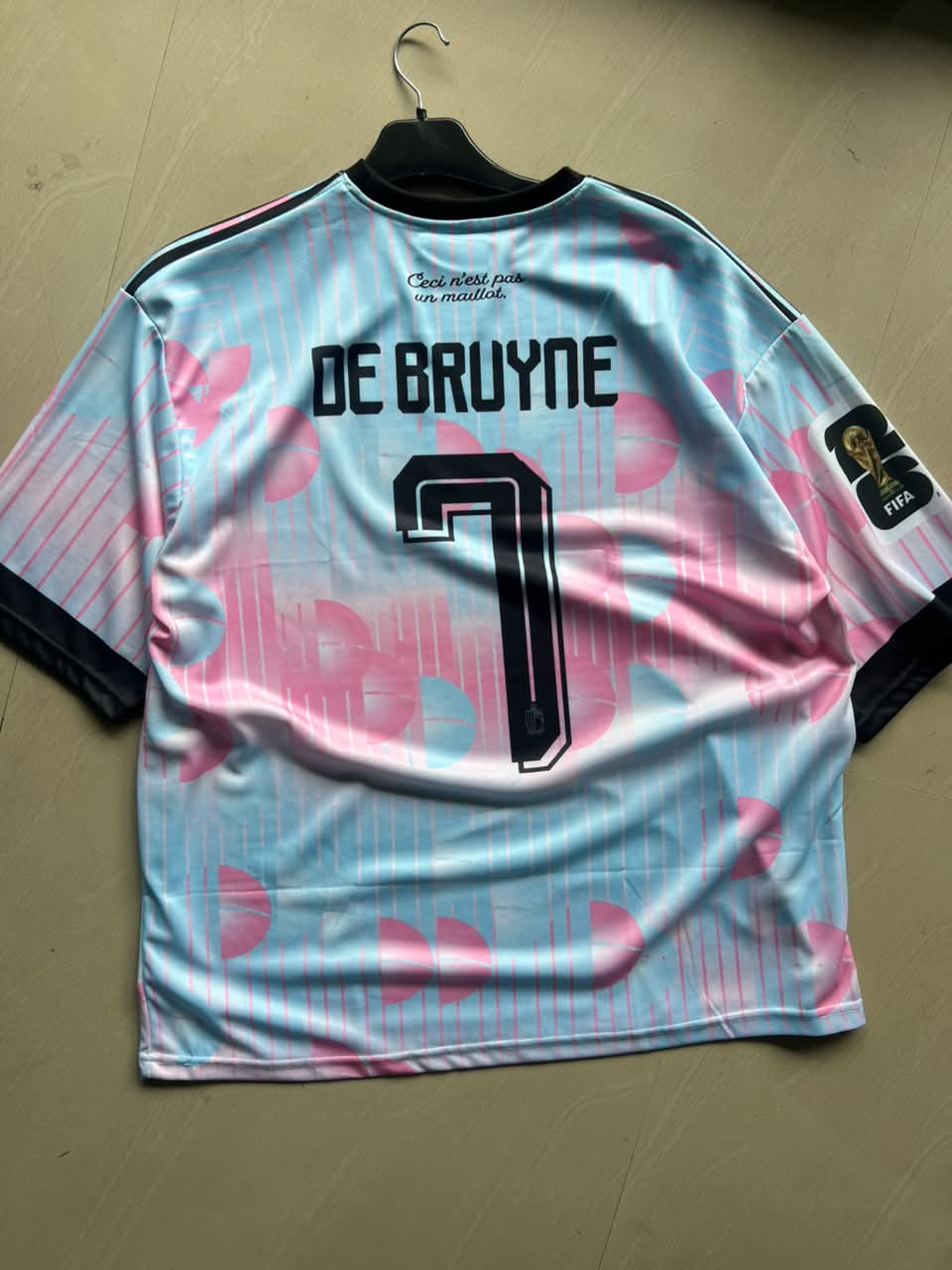 De Bruyne #7 Sky Blue & Pink Premium Football Jersey