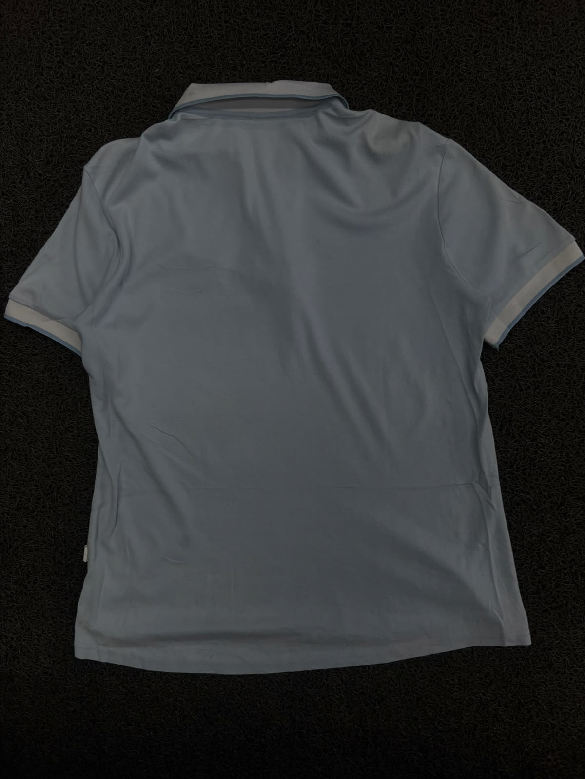 Vintage Blue Polo T-Shirt with Contrast Collar & Sleeve Trim – Thriftwear