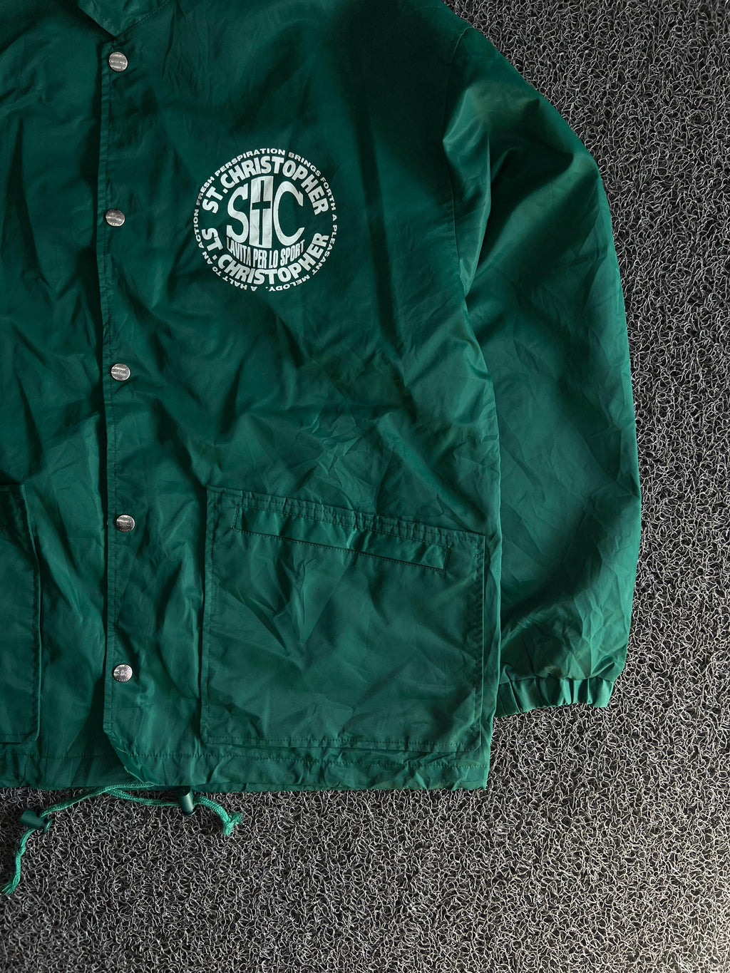 Vintage St. Christopher Green Nylon Coach Jacket