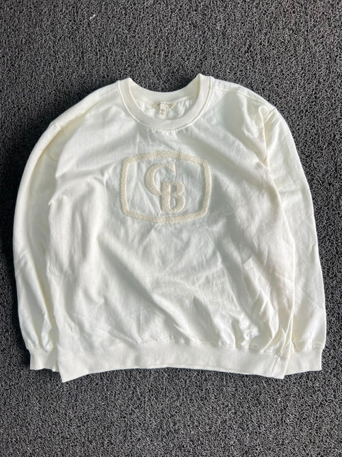 Unisex White Fleece Crewneck Sweatshirt