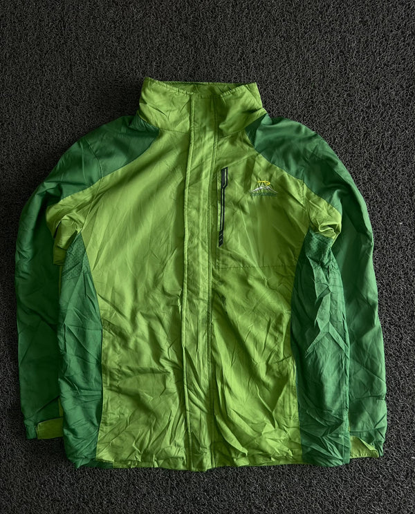 Vintage Green Colorblock Outdoor Jacket with High Collar – Thriftwear