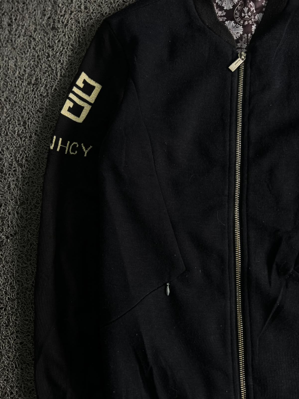 Vintage Black Zip-Up Knit Bomber Jacket