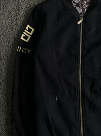 Vintage Black Zip-Up Knit Bomber Jacket