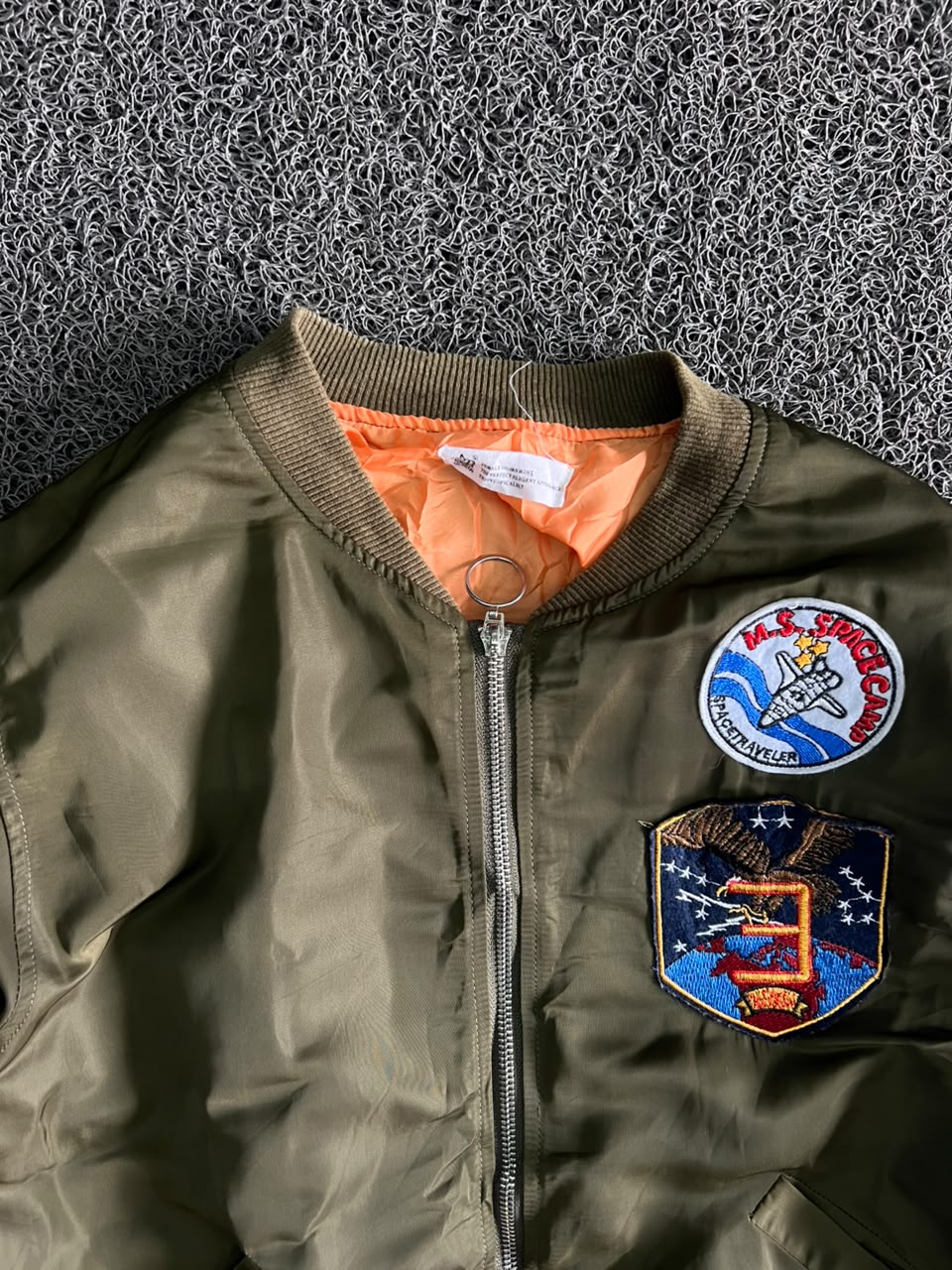 Vintage Flight Bomber Jacket – Military Patch Zip-Up | Unisex