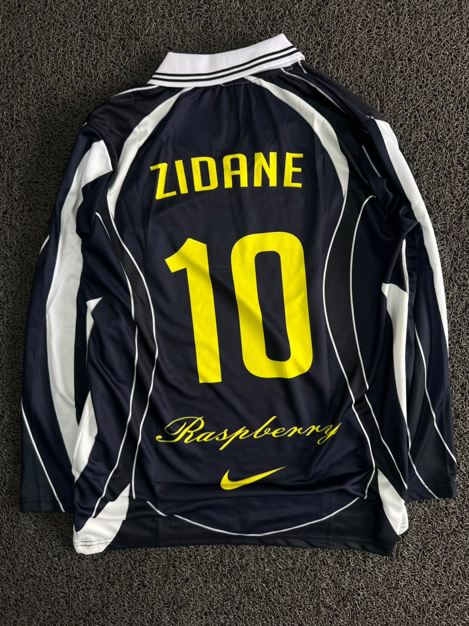 Nike France Zidane #10 Long Sleeve Collar Football Jersey – Navy Blue | Retro FFF Soccer Jerseys