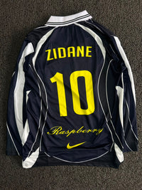 Nike France Zidane #10 Long Sleeve Collar Football Jersey – Navy Blue | Retro FFF Soccer Jerseys