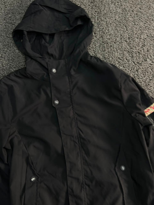 Black Hooded Parka Jacket – Lightweight Utility Windbreaker