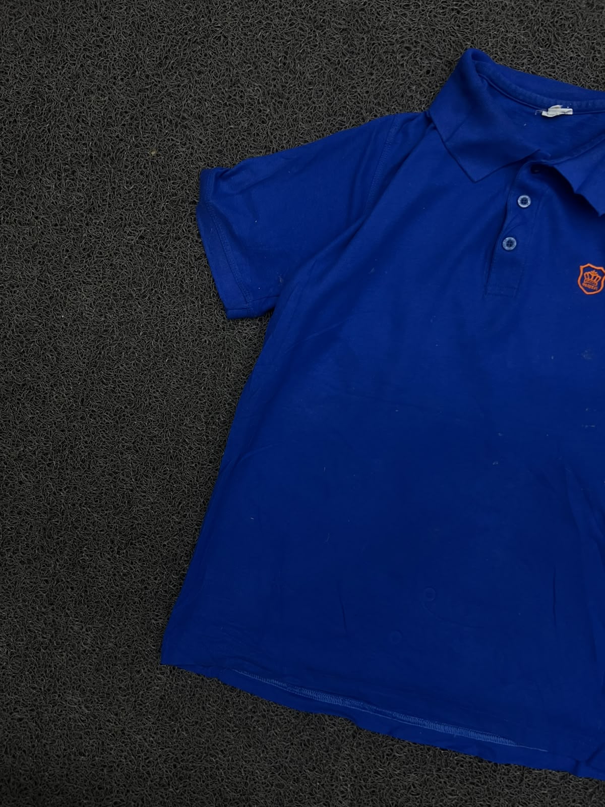 Blue Short Sleeve Polo T-Shirt with Embroidered Crest Logo