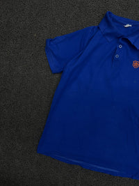 Blue Short Sleeve Polo T-Shirt with Embroidered Crest Logo