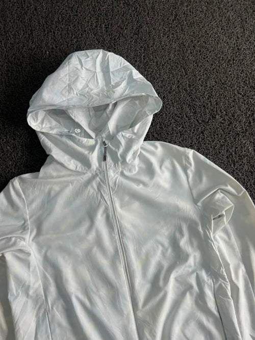 White Lightweight Hooded Windbreaker Jacket