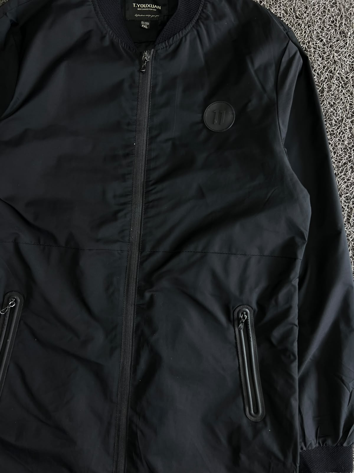 Men’s Black Longline Bomber Jacket