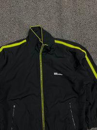 Black & Neon Yellow Sporty Track Jacket ⚠️ Zip Damage