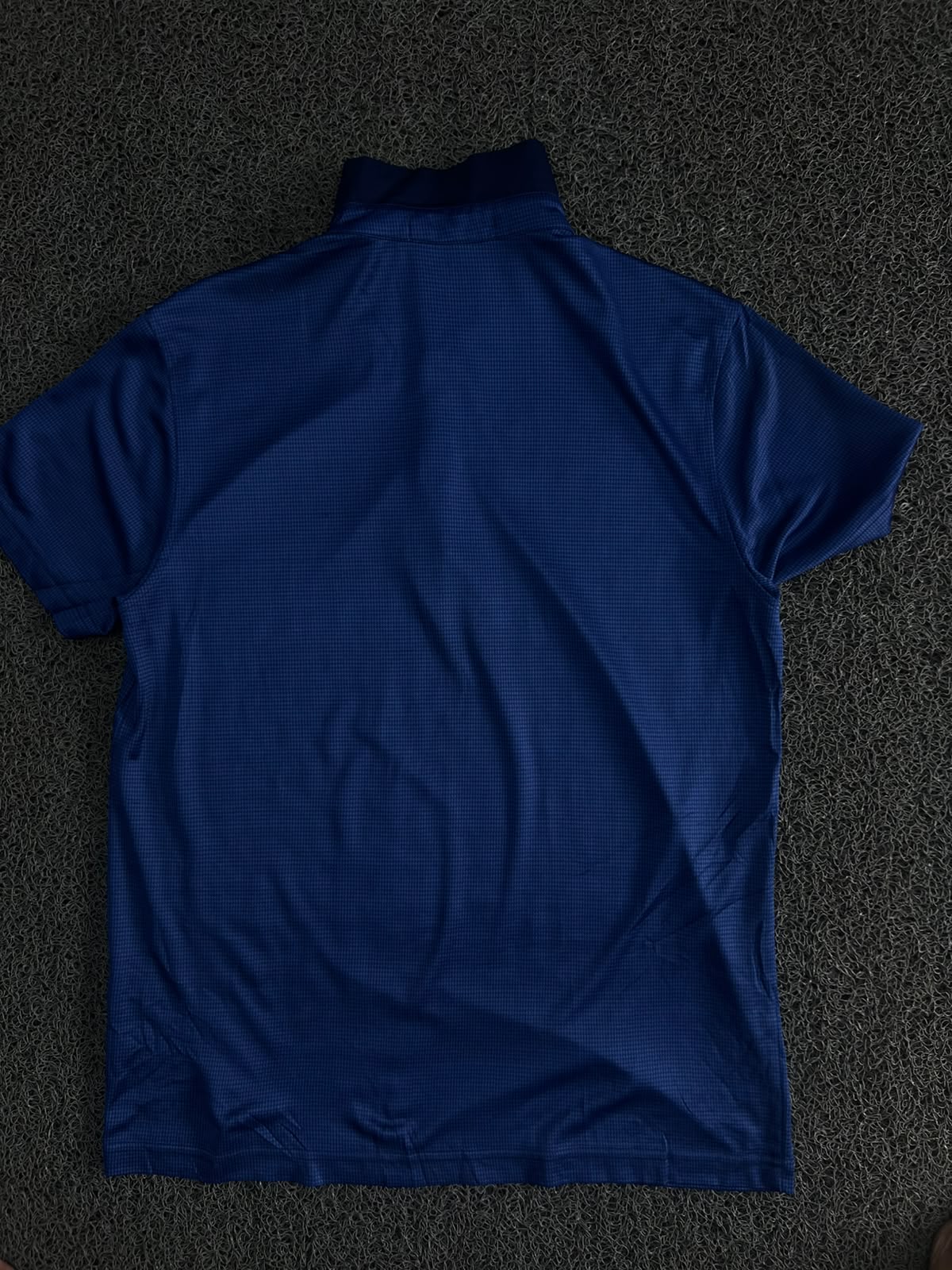 Blue Textured Polo T-Shirt with Button Placket