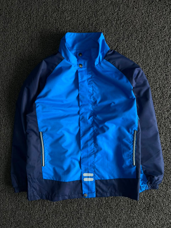 Blue & Navy Colorblock Hooded Windbreaker Jacket