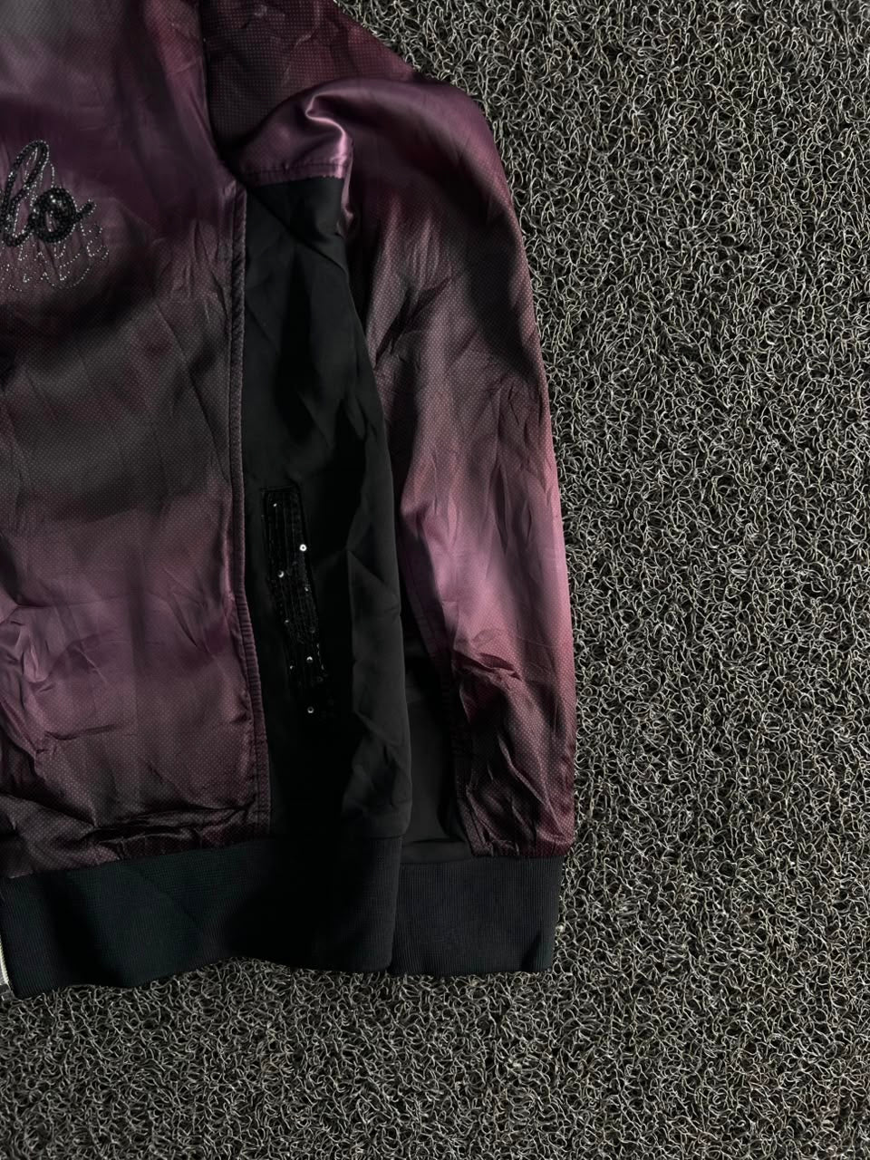Plum Glossy Bomber Jacket with Sequin Logo