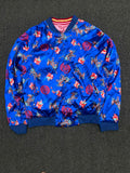 Reversible Pink & Blue Embroidered Bomber Jacket – Floral & Dragon Print | Unisex Streetwear
