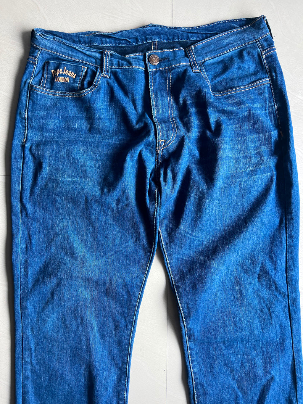 Vintage Blue Wash Straight Fit Denim Jeans