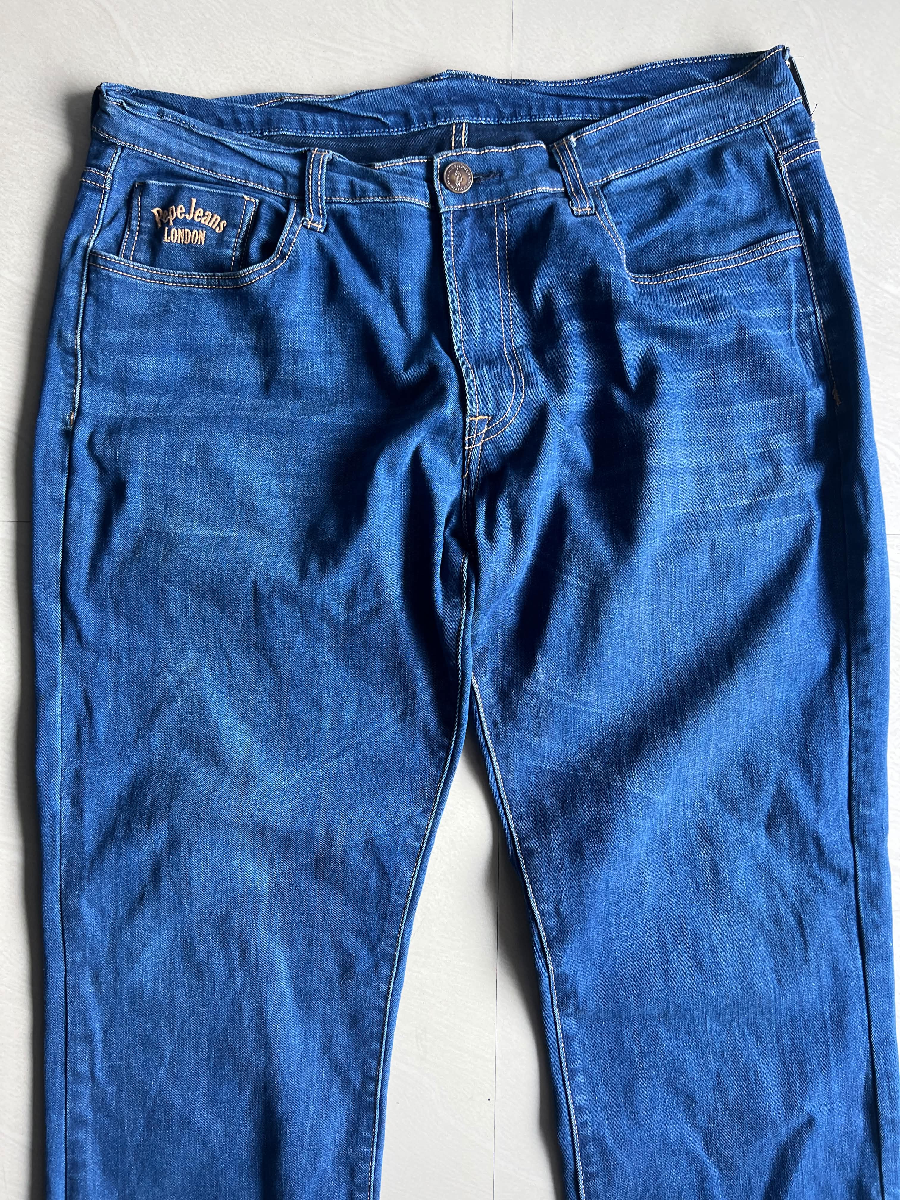 Vintage Blue Wash Straight Fit Denim Jeans