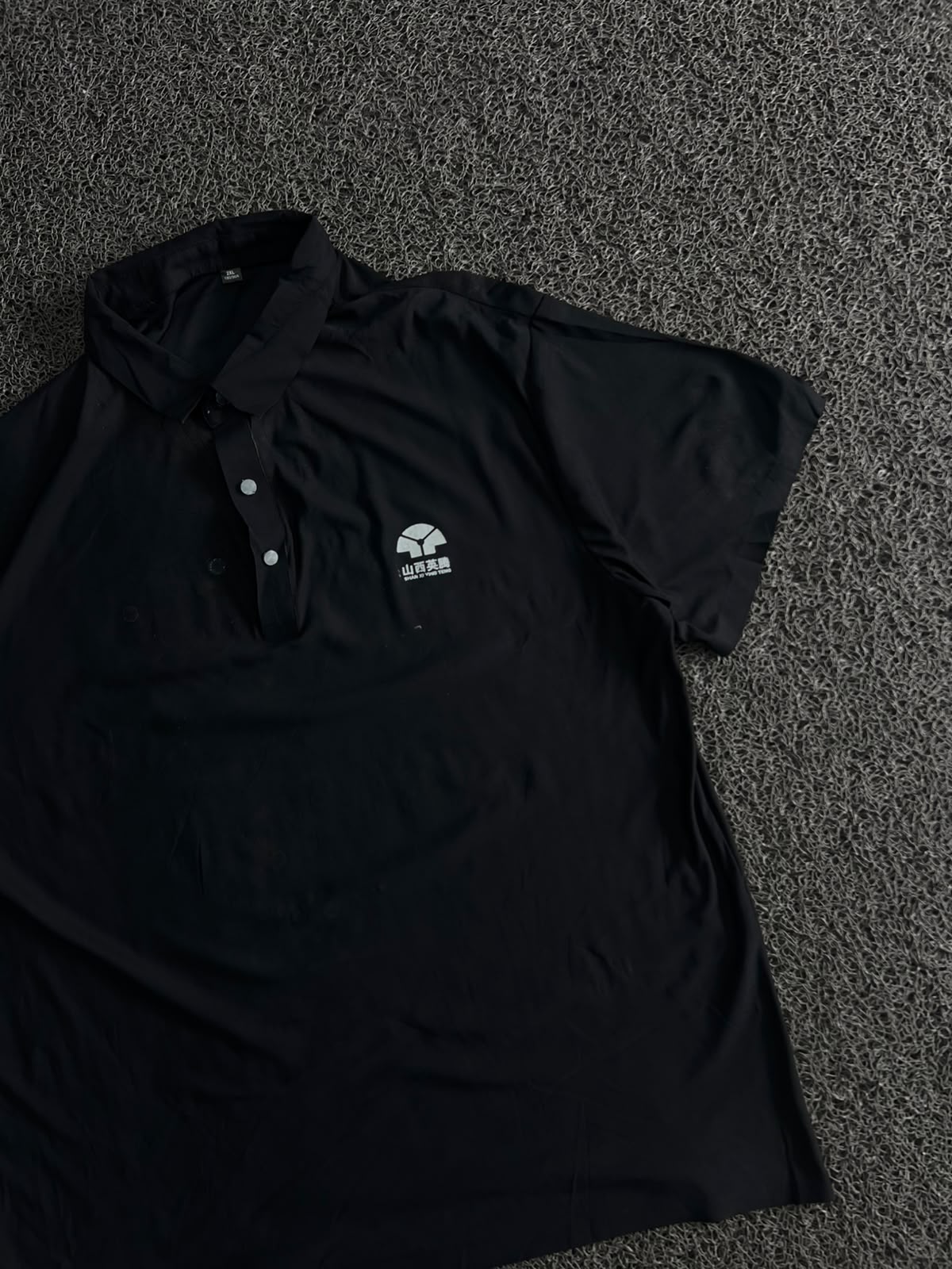Black Minimal Logo Polo T-Shirt