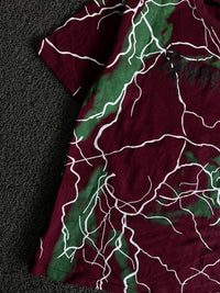 Maroon & Green Lightning Print Graphic T-Shirt
