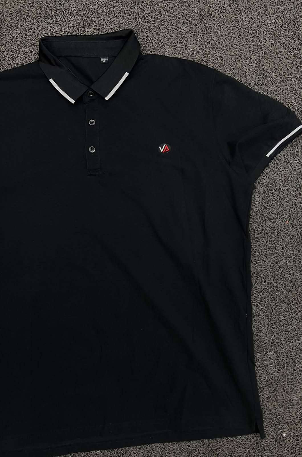 Black Contrast Trim Polo T-Shirt with Logo