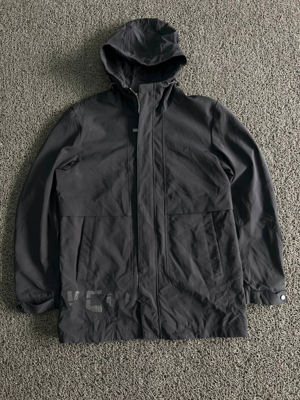 Vintage Black Hooded Utility Windbreaker Jacket 🖤