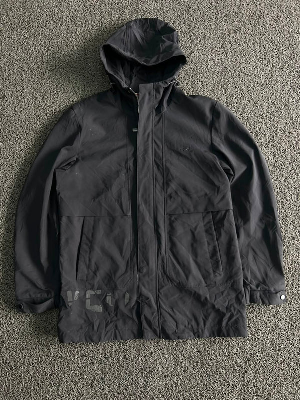 Vintage Black Hooded Utility Windbreaker Jacket 🖤