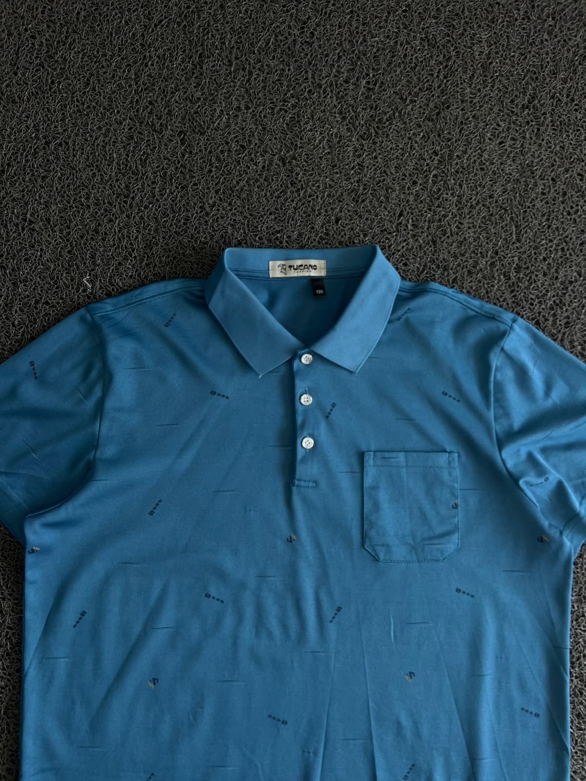 Tucano Blue Printed Polo T-Shirt with Chest Pocket
