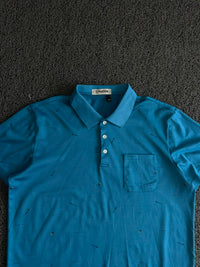 Tucano Blue Printed Polo T-Shirt with Chest Pocket