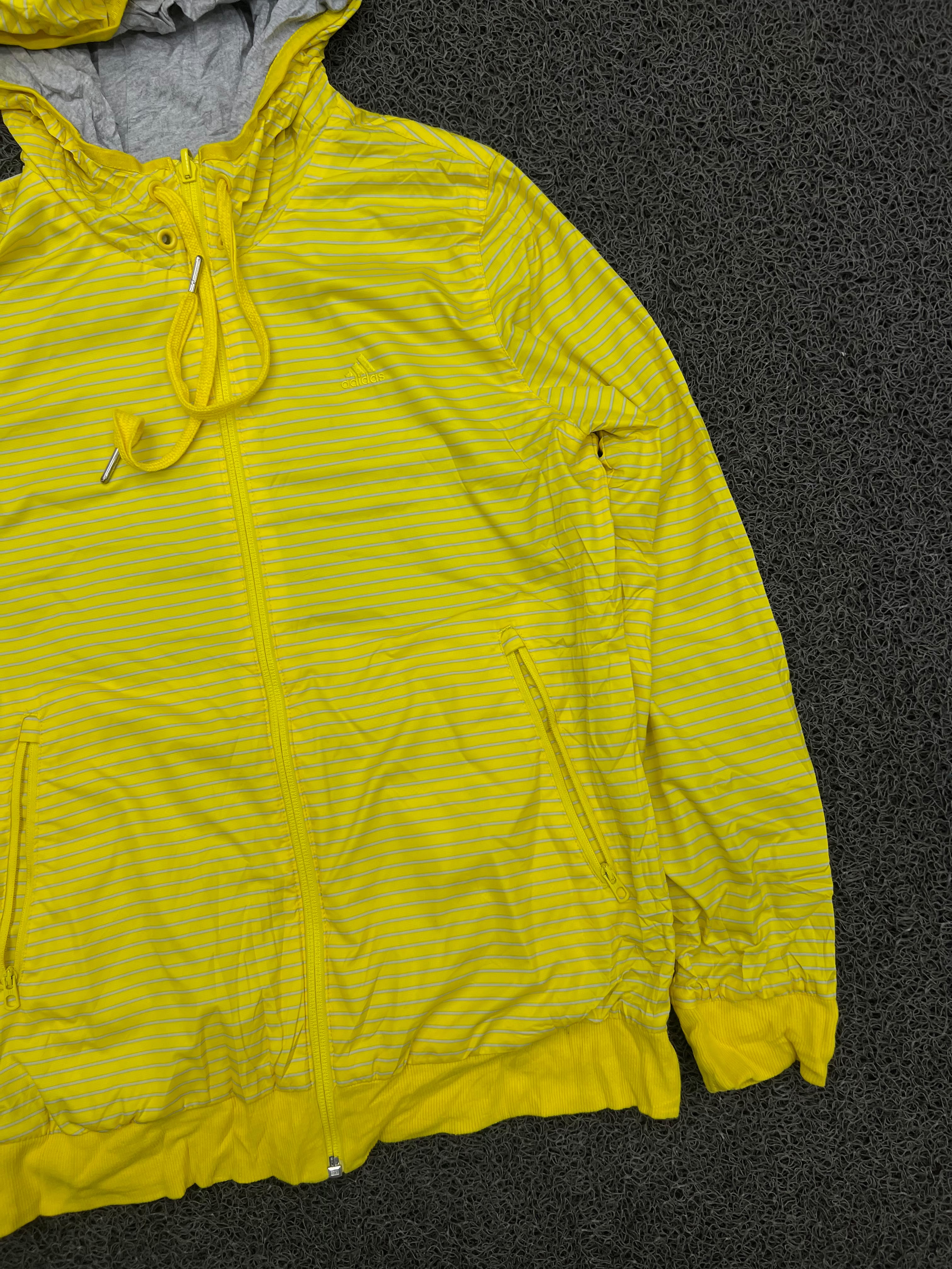 Yellow Striped Hooded Windbreaker Jacket – Full Zip Lightweight Casual Jacket