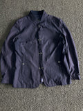 Men's Navy Blue Stand Collar Casual Jacket – Lightweight Button-Up Outerwear