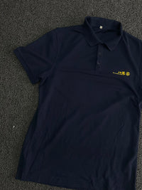 Men’s Navy Blue Solid Polo T-Shirt with Yellow Embroidered Logo