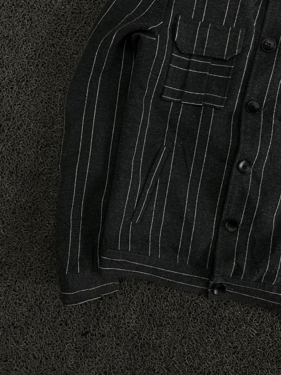 Pinstripe Button-Up Workwear Jacket