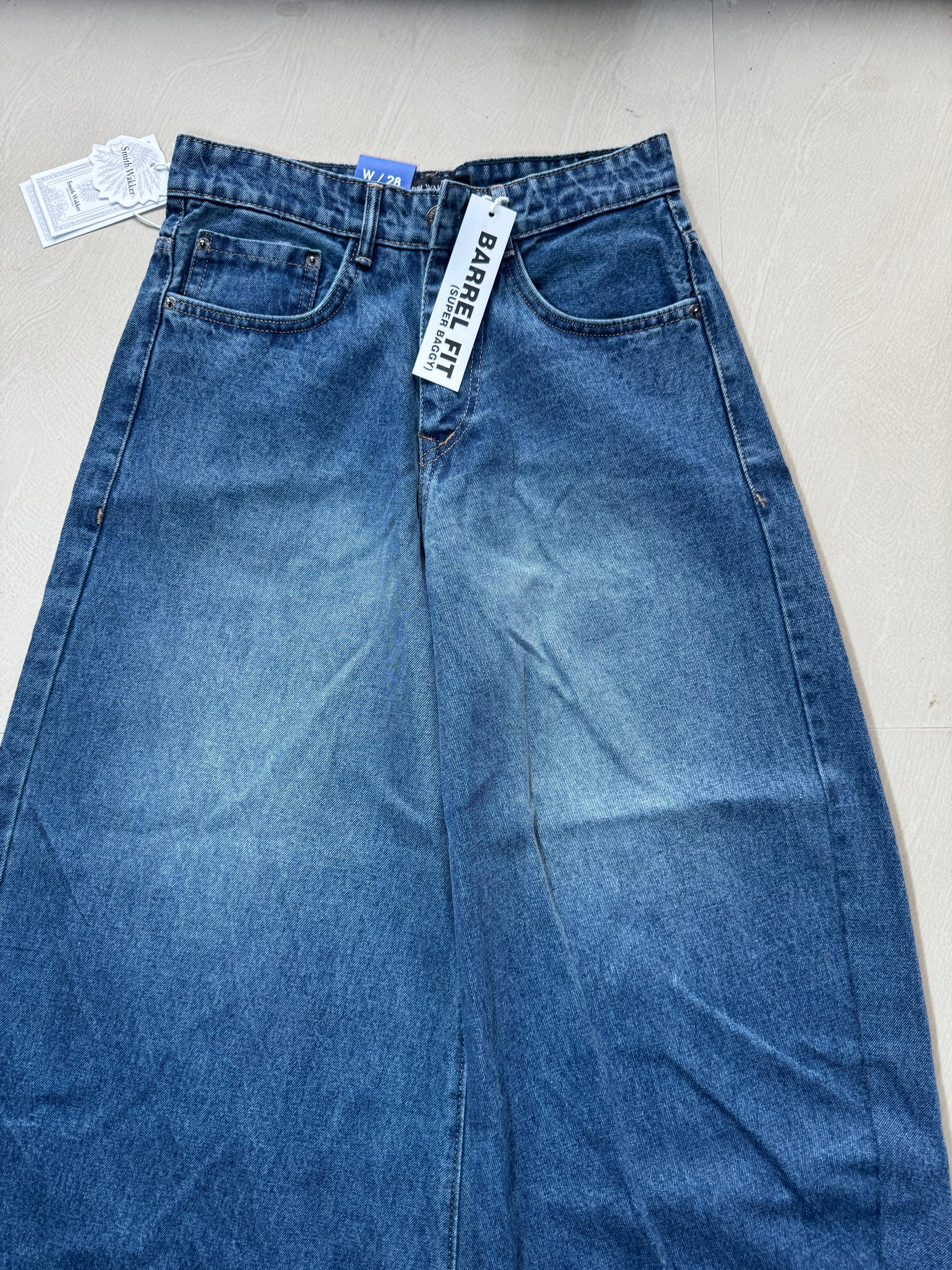 Super Baggy Washed Blue Wide Leg Denim Jeans