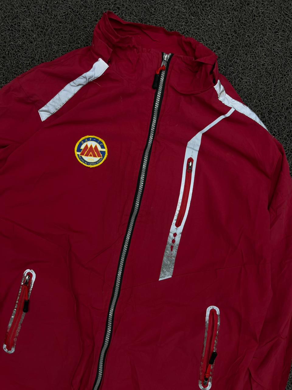 Red Outdoor Performance Full-Zip Jacket with Reflective Details