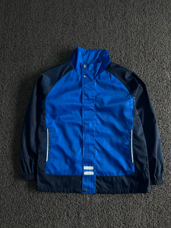 Vintage Blue & Black Colorblock Windbreaker Jacket