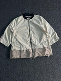 Beige Mesh Hem Zip-Up Bomber Jacket