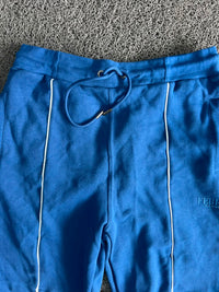 Ferre Milano Blue Drawstring Sweat Shorts – Men's Casual Cotton Lounge Shorts with White Piping