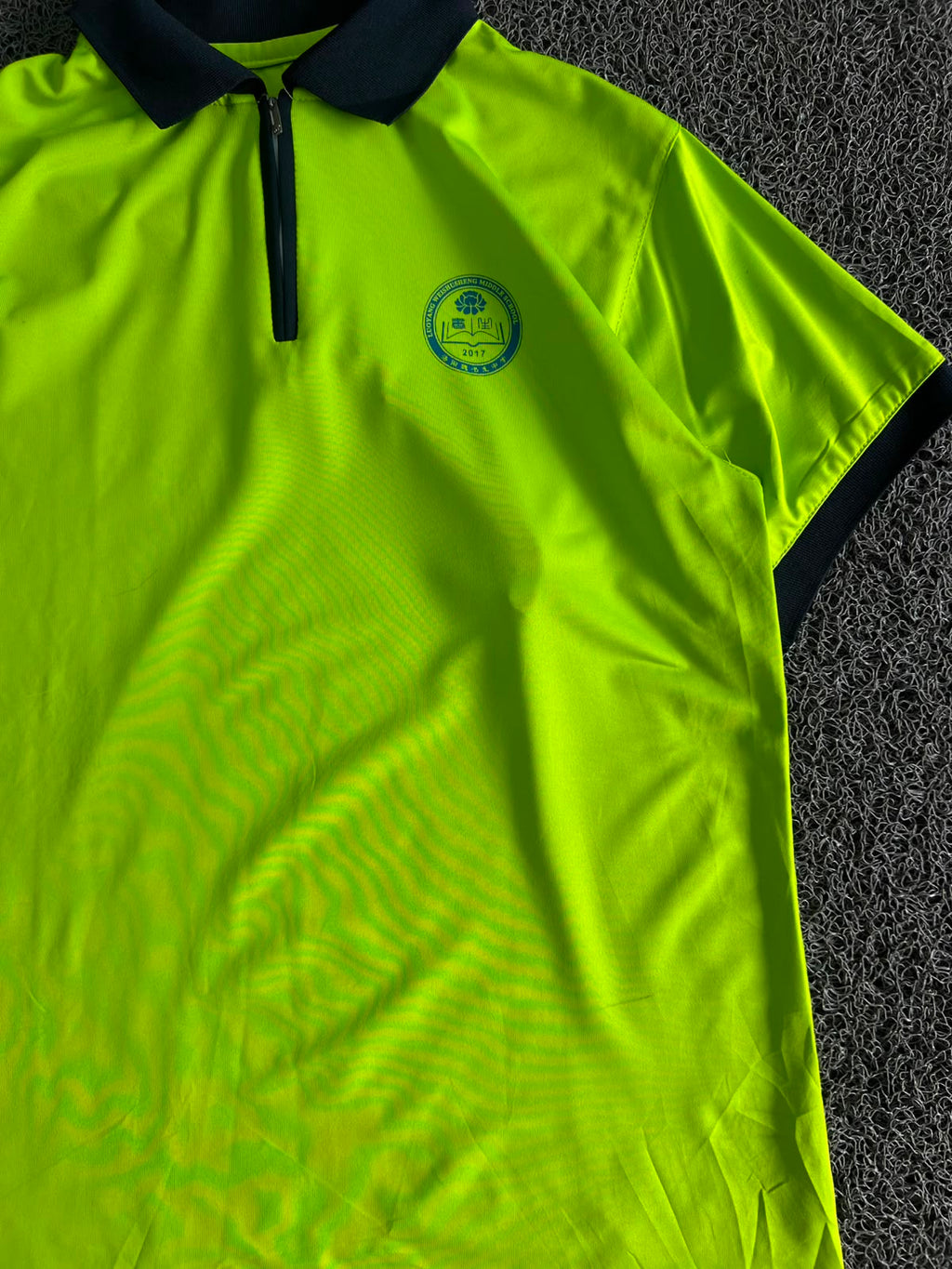 Premium Neon Green Dry-Fit Half Zip Polo T-Shirt with Collar