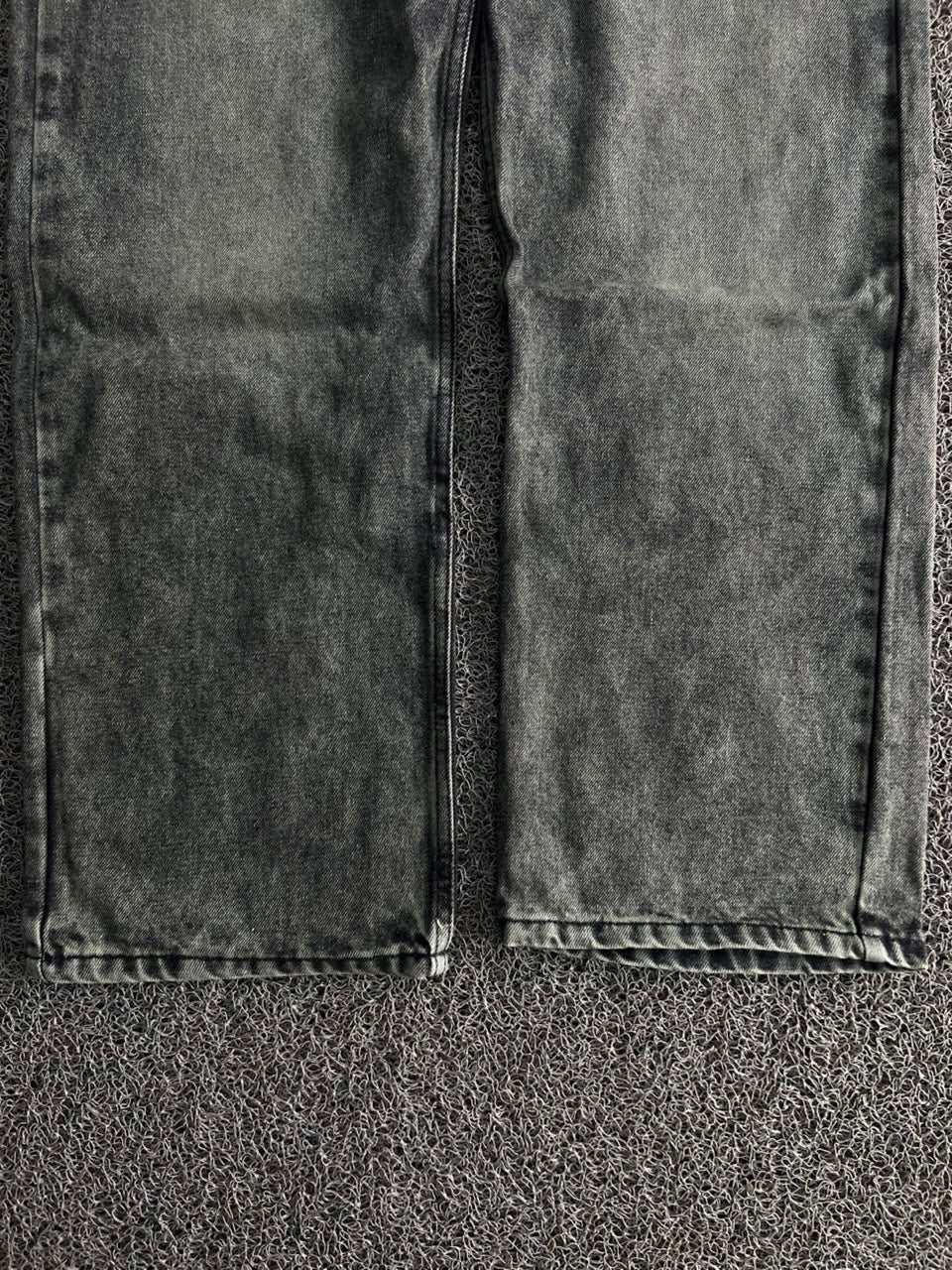 Vintage Grey Acid Wash Wide Leg Denim Jeans – Unisex Streetwear Baggy Fit