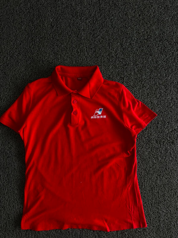 Men’s Red Solid Polo T-Shirt with Logo