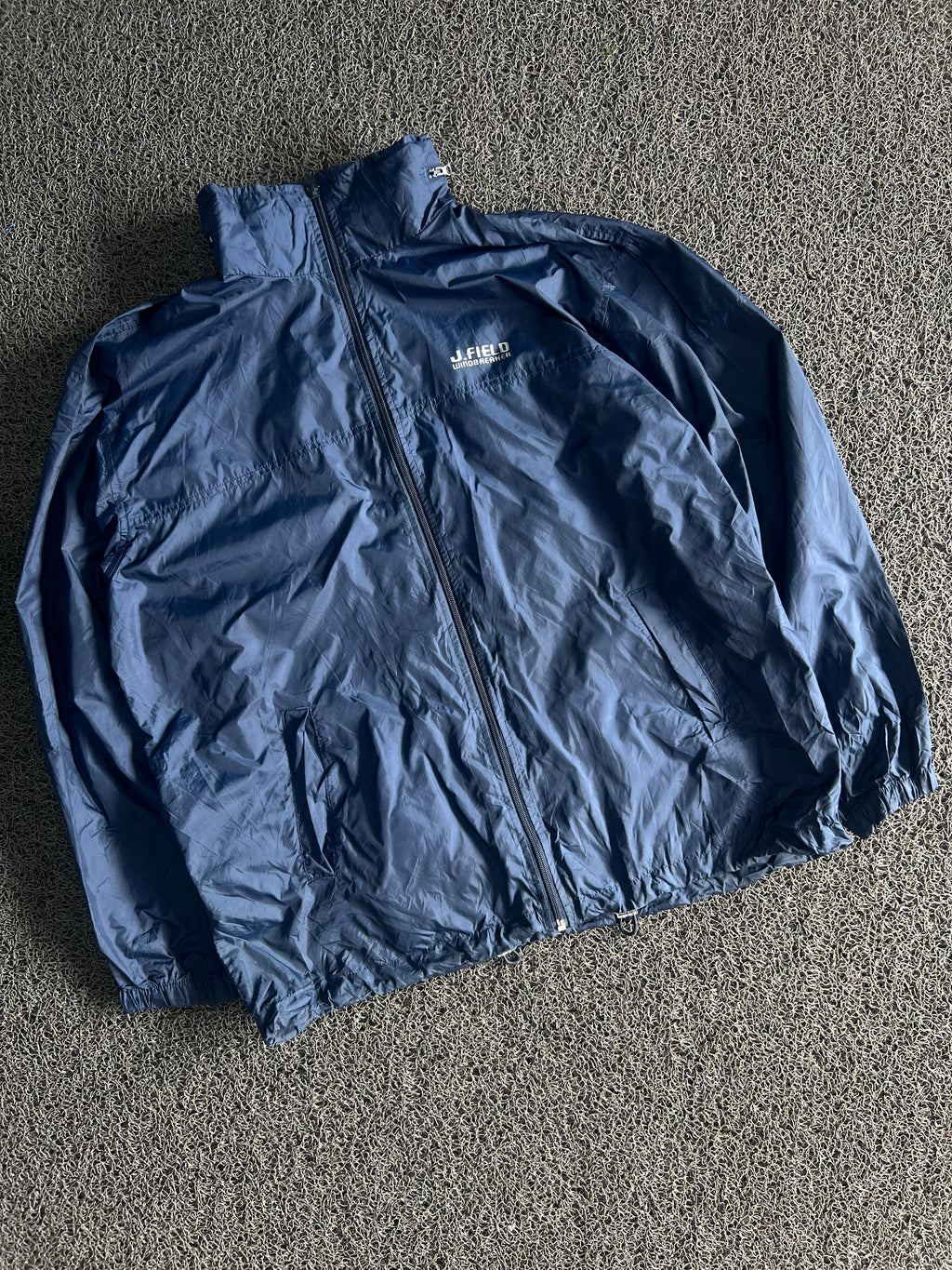 J.FIELD Navy Lightweight Windbreaker Jacket – Full Zip Packable Outerwear